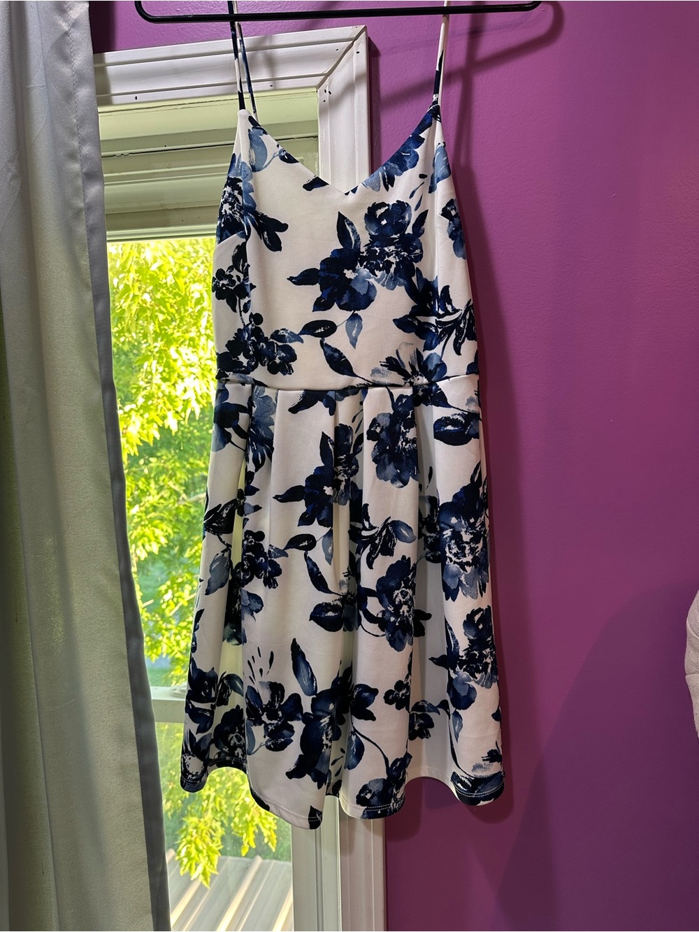 Monteau White Mini Dress with Navy Floral Print